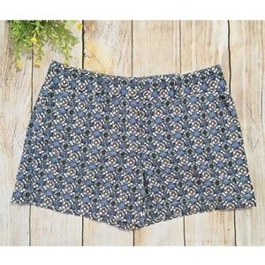 Loft Riviera Blue Floral Medallion Shorts 4"